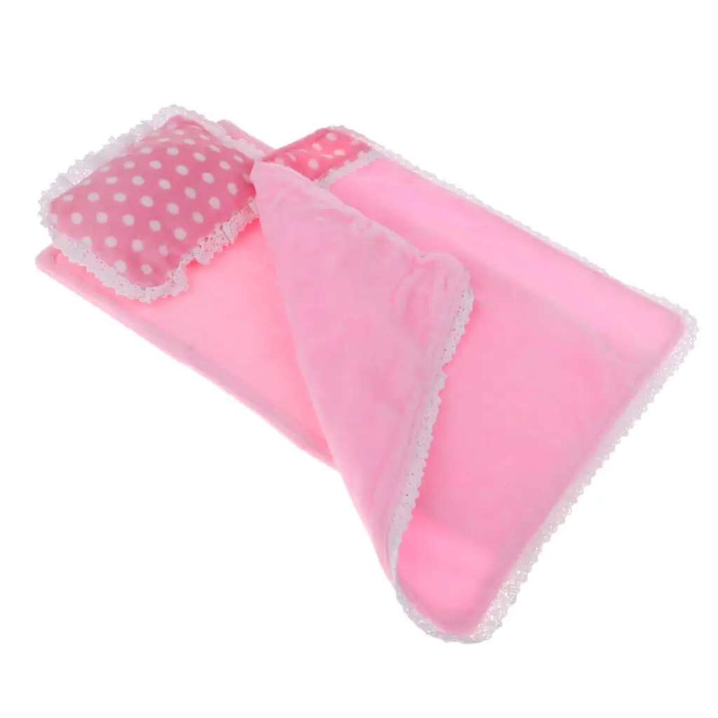 Mellchan juego de cama de felpa para muñecas, edredón y almohada - imagen 3