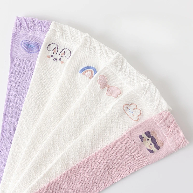 Calcetines altos para niña de algodón fino con dibujos para verano - imagen 3