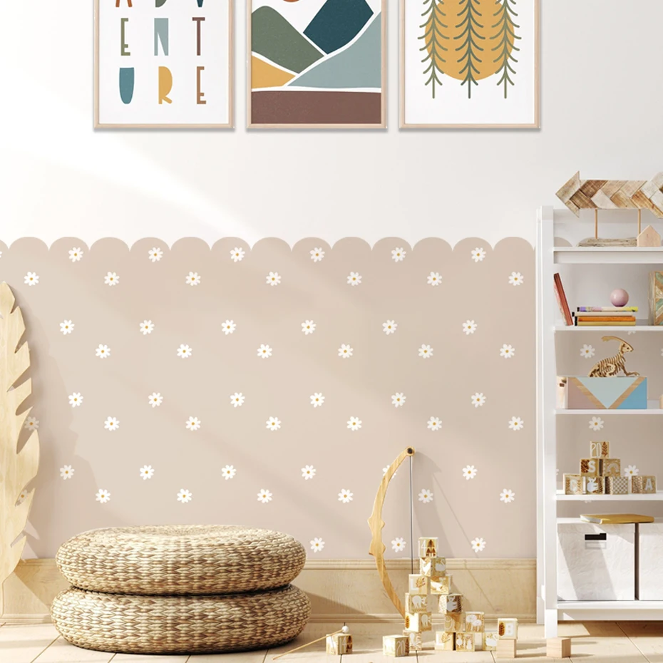 Papel pintado infantil autoadhesivo floral bohemio sin tapiz - imagen 3