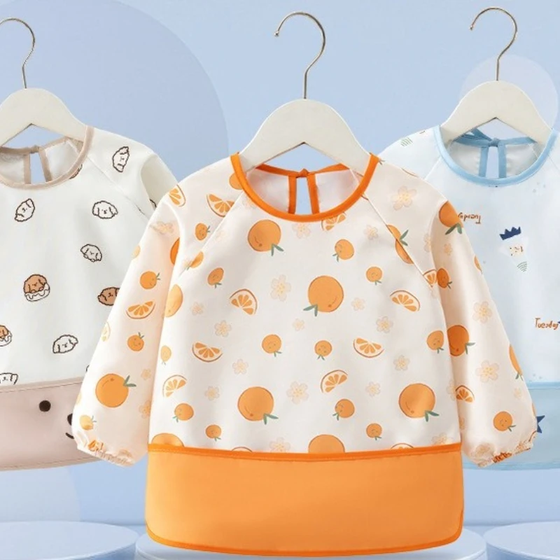 Baberos impermeables de recién nacido con manga larga tipo blusa - imagen 2