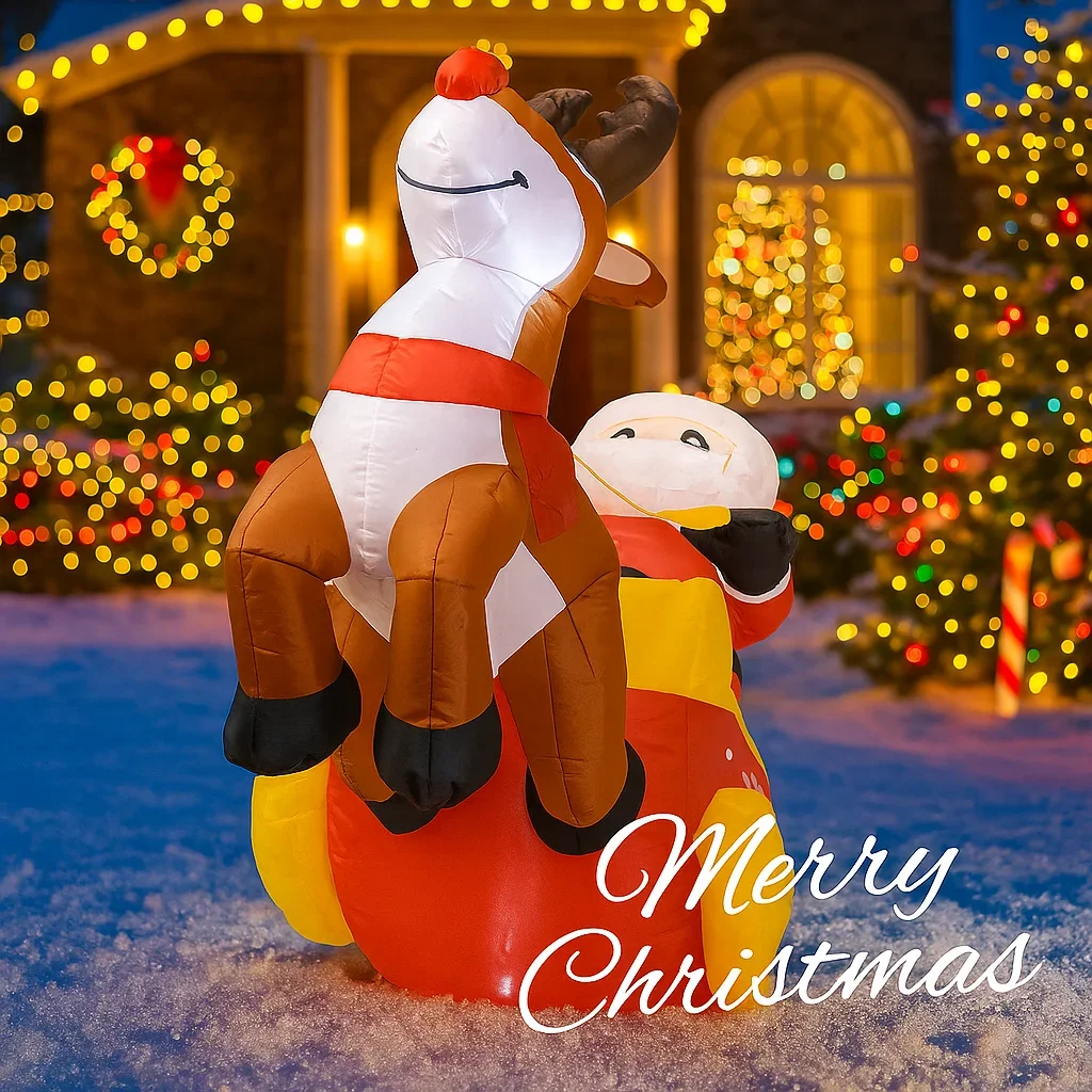 Decoración navideña figura inflable de Santa Claus para chimenea - imagen 4