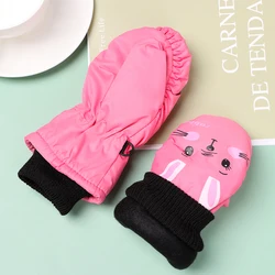 Guantes de nieve infantiles impermeables con orejas conejo