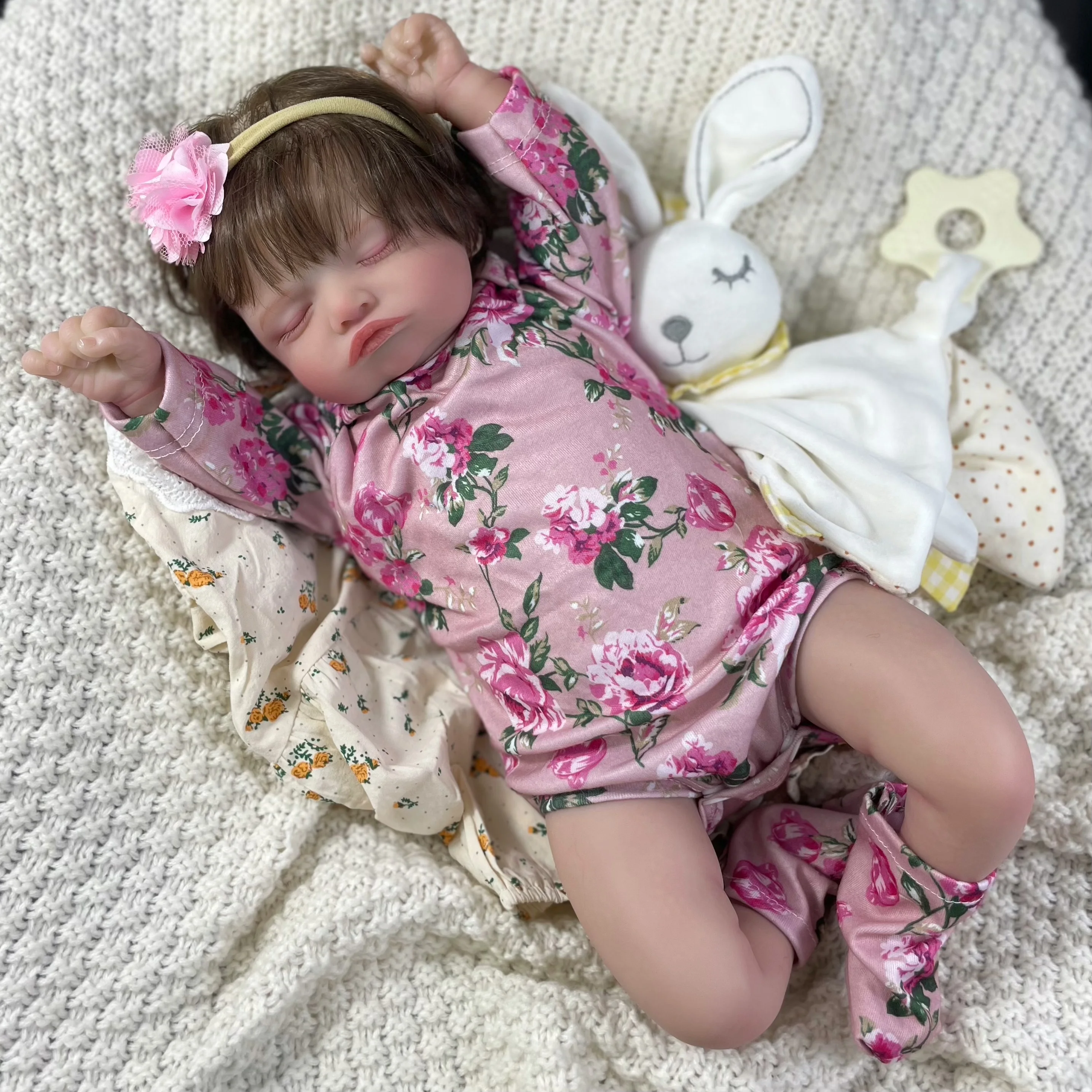 Muñeca Reborn Rosalie durmiendo con detalle de rostro