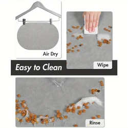 Alfombrilla absorbente para comederos de perros y gatos, gris ovalada