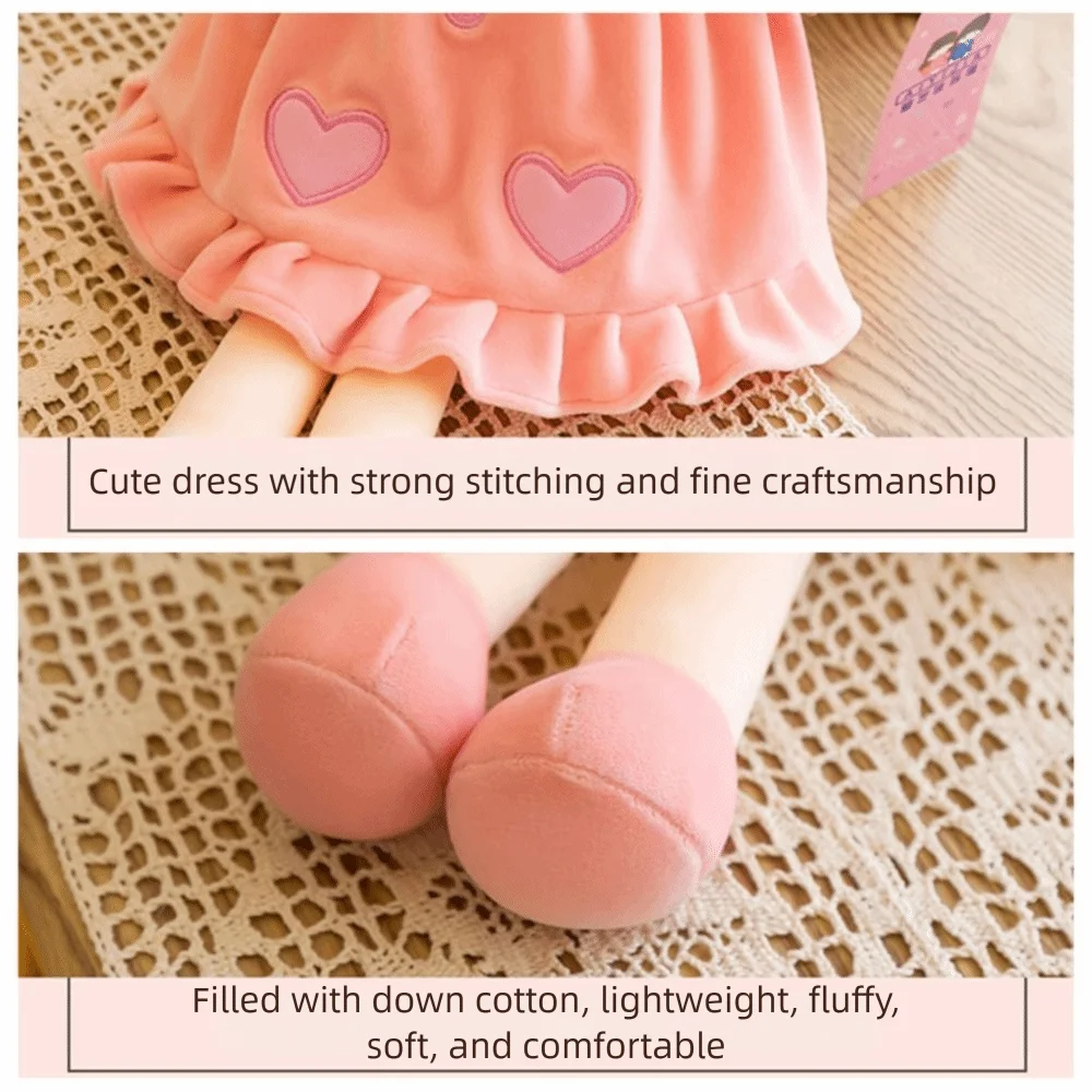 Muñeca bebé de trapo textil algodón con corazón y gorro para dormir - imagen 5