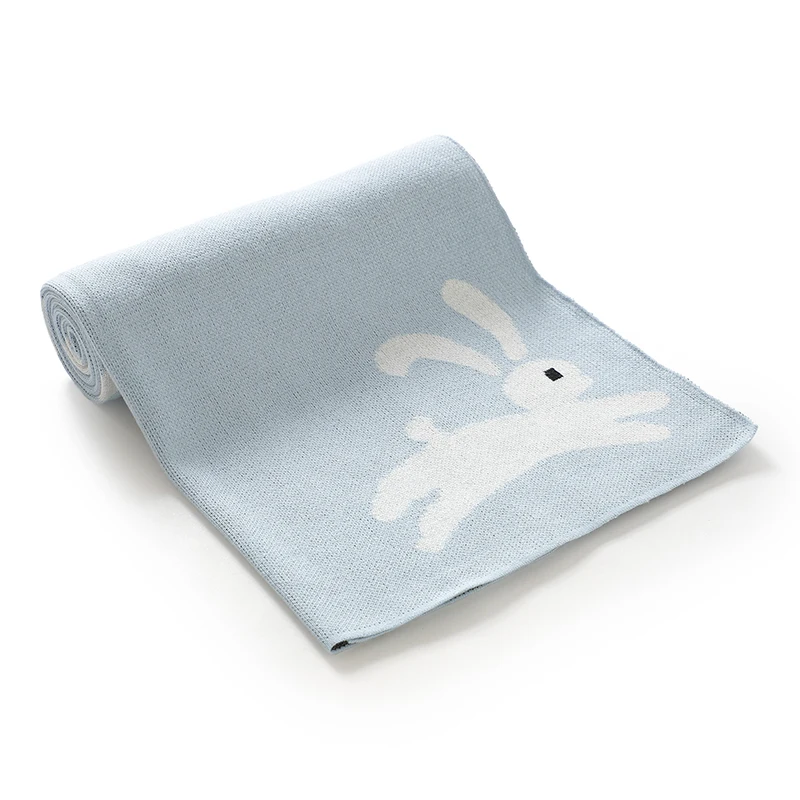 Manta de punto algodón para recién nacido con estampado conejo - imagen 3