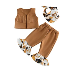Conjunto western para bebé niña: chaleco con flecos y pañuelo