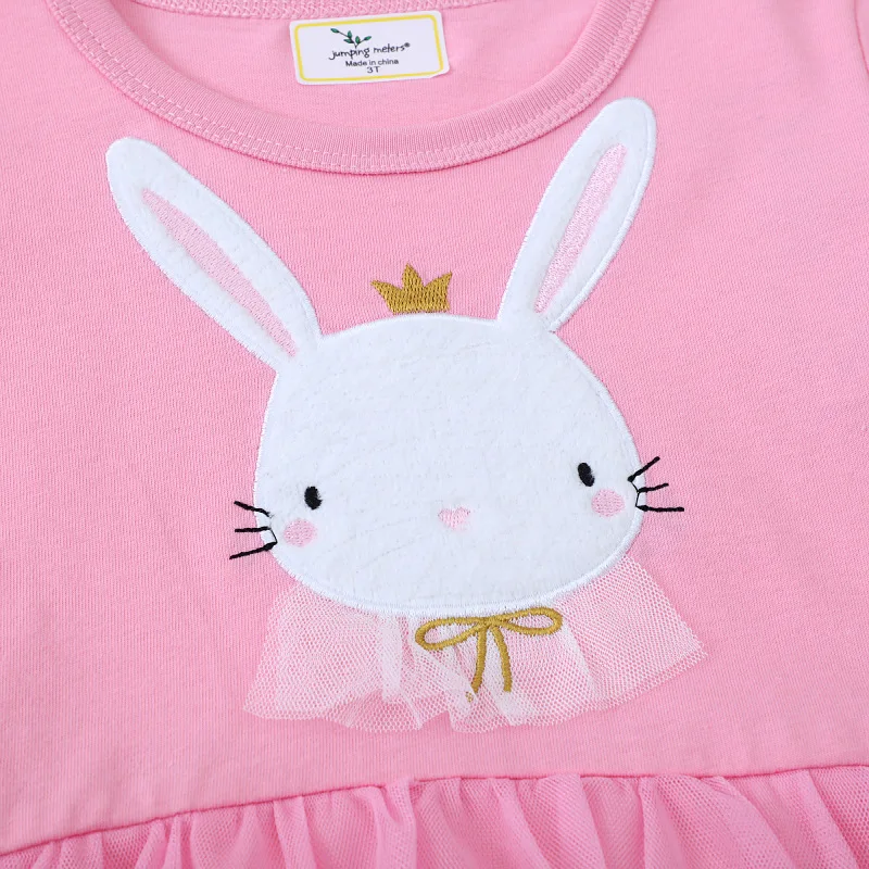 Vestido de malla manga corta para niña – Bordado conejo rosa - imagen 4