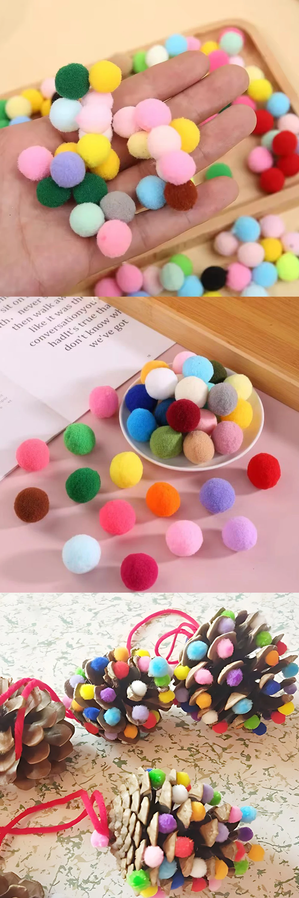 Pack de bolas de pompón decorativas
