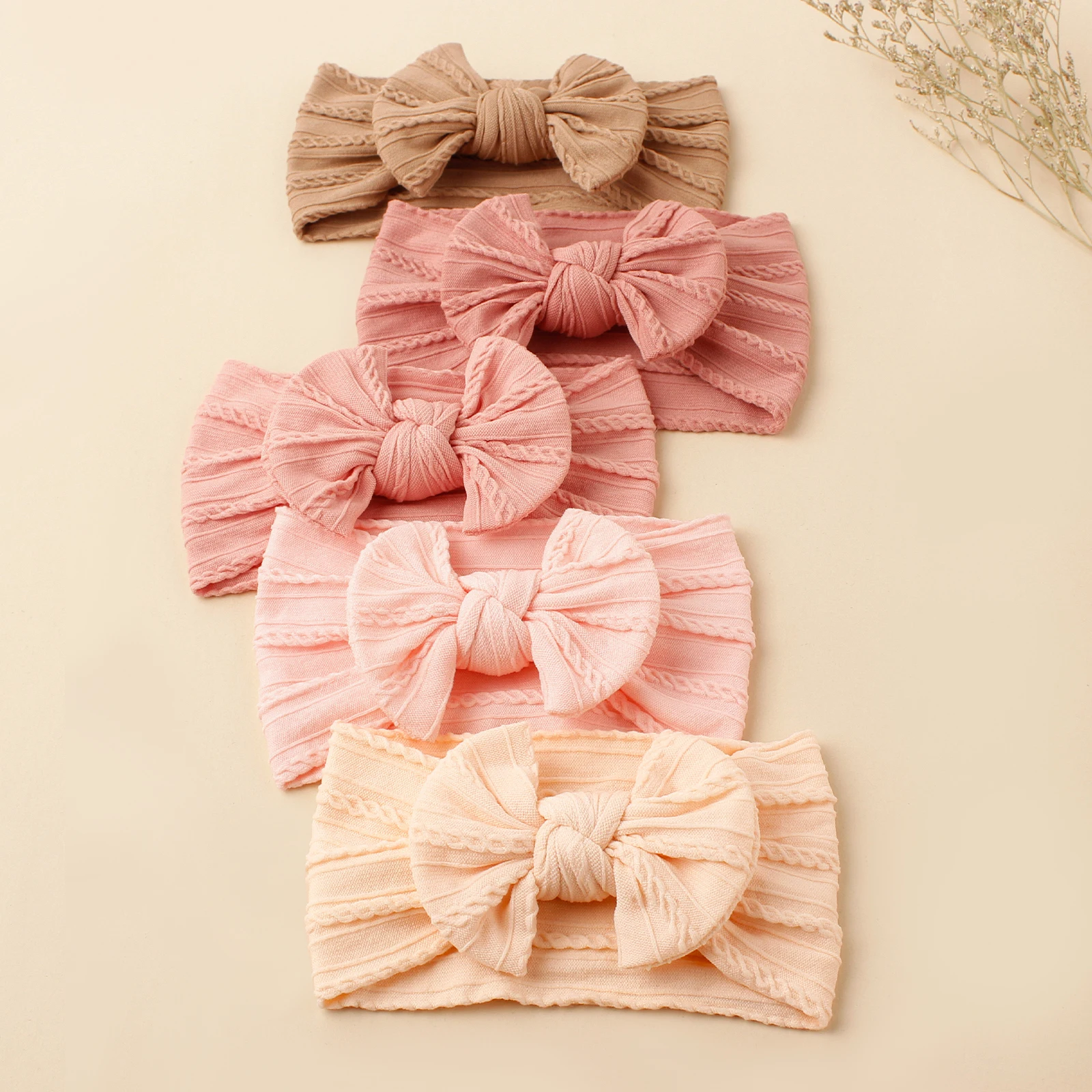 Diadema bebé elástica con lazo suave y tejido jacquard - imagen 3