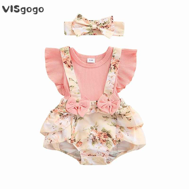 VISgogo Pelele floral para niña - Cómodo para verano - imagen 4