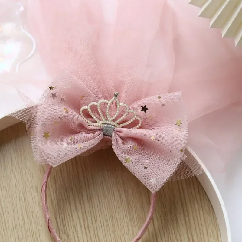Diadema princesa con lazo y perlas – Tocado infantil para cumpleaños - imagen 5