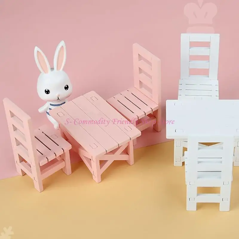 Comedor moderno para casas de muñecas con sillas de madera - imagen 5