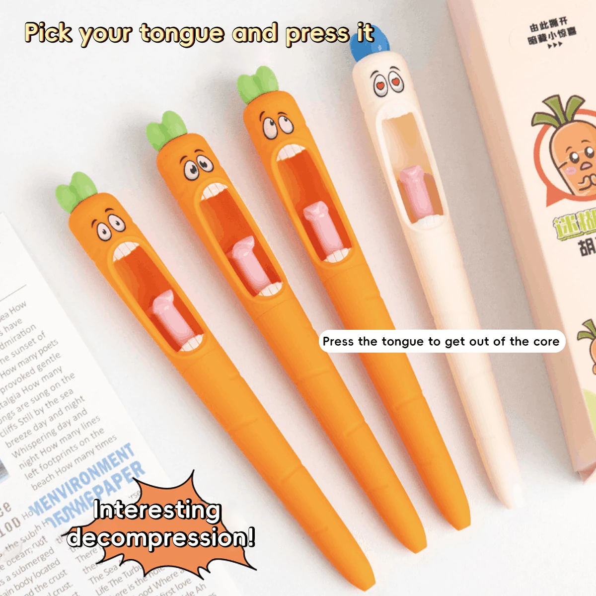 Bolígrafo Kawaii de Zanahoria 0,5mm Neutral – Ideal para Niños