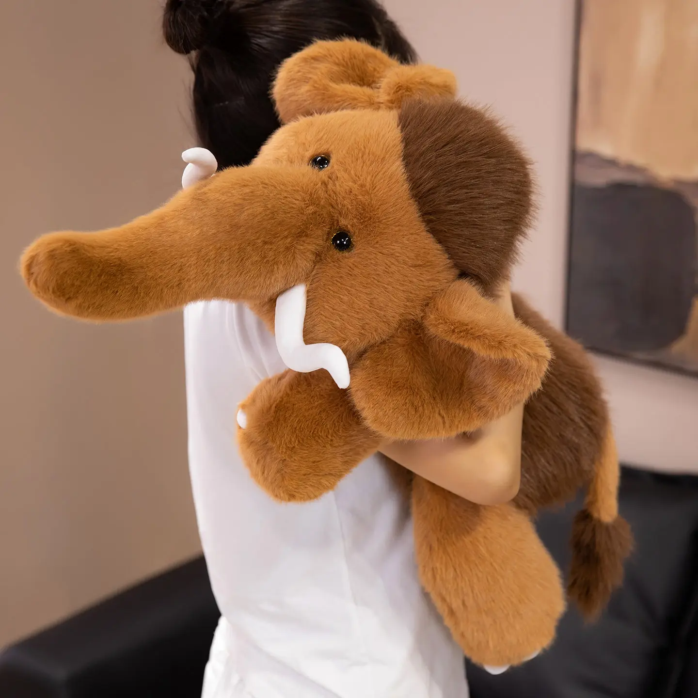 Peluche de mamut grande animal tierno suave marrón para niños - imagen 2