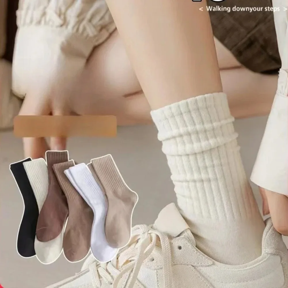 Calcetines altos de algodón marrón chocolate para niños – doble costura - imagen 2