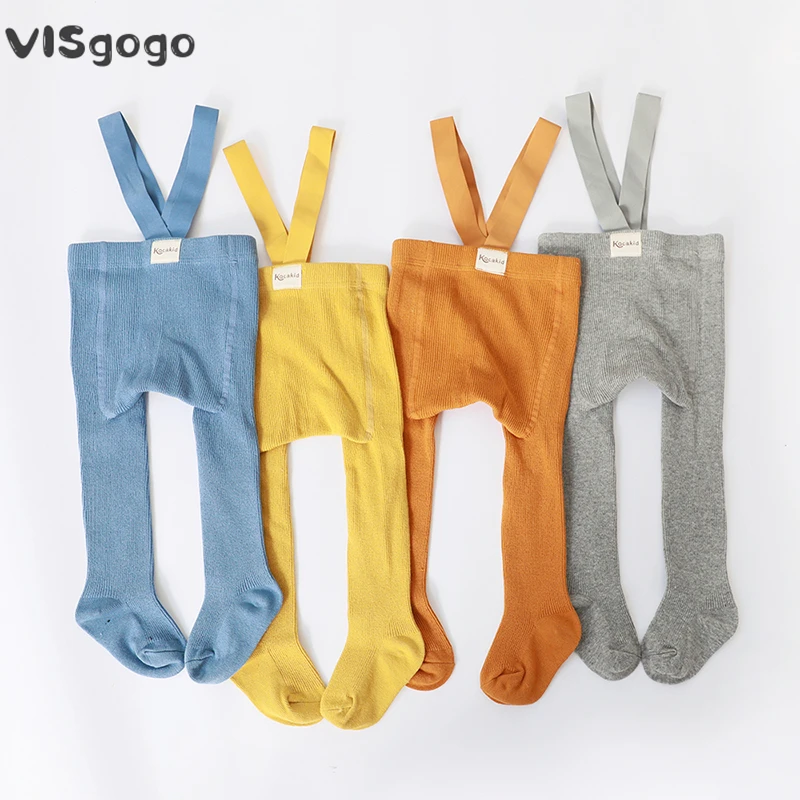 VISgogo Medias de bebé con pies y tirantes para bebés y niños