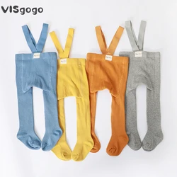 VISgogo Medias de bebé con pies y tirantes para bebés y niños