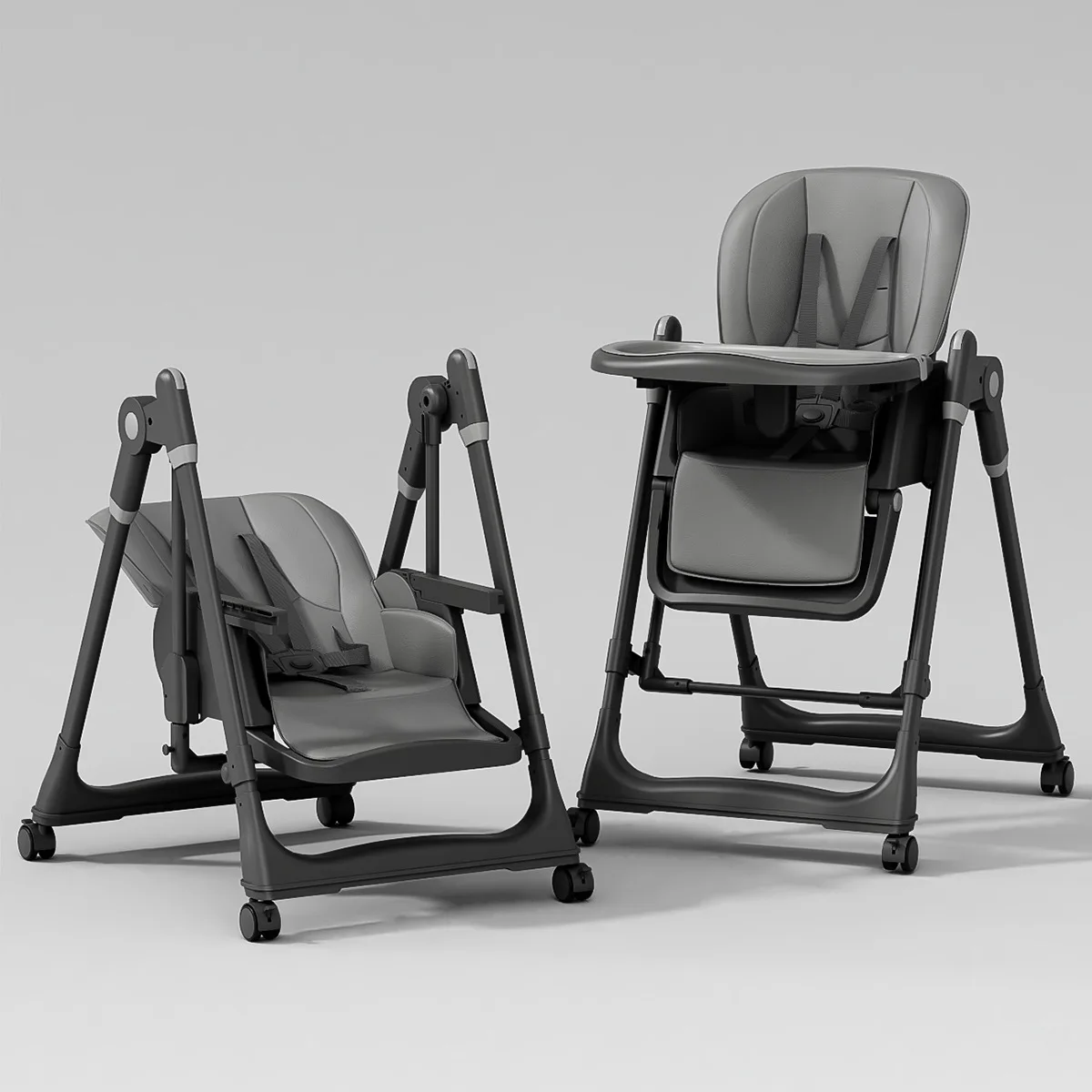 Trona mecedora con bandeja y asiento basculante plegable para bebé - imagen 3