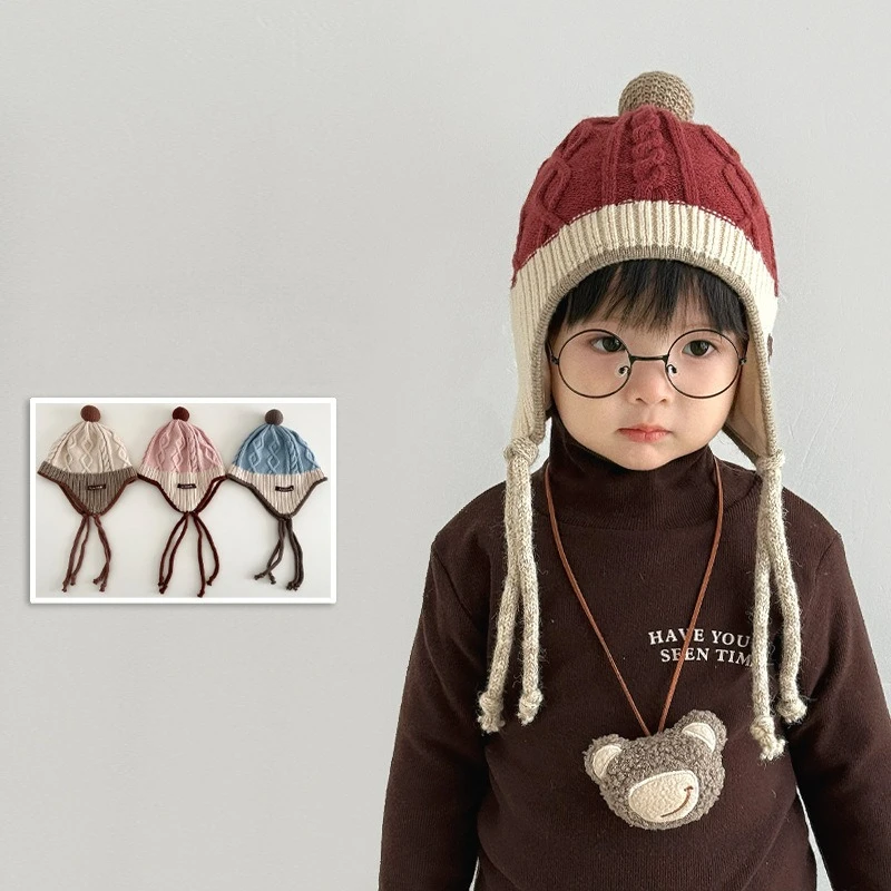 Gorro de invierno térmico en punto con solapa para orejas