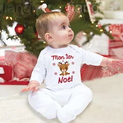Pelele bebé Navidad de manga larga con estampado francés