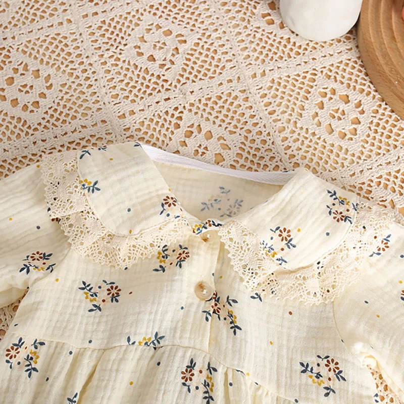 Milangel body bebé manga larga cuello encaje floral suave agradable - imagen 2