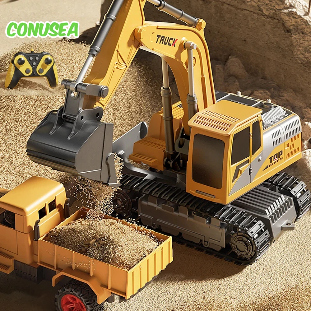 Excavadora RC con control remoto, luces y sonido para niños - imagen 5