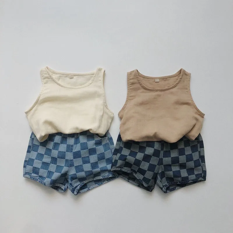 MILANCEL pantalones vaqueros a cuadros para niños - imagen 2