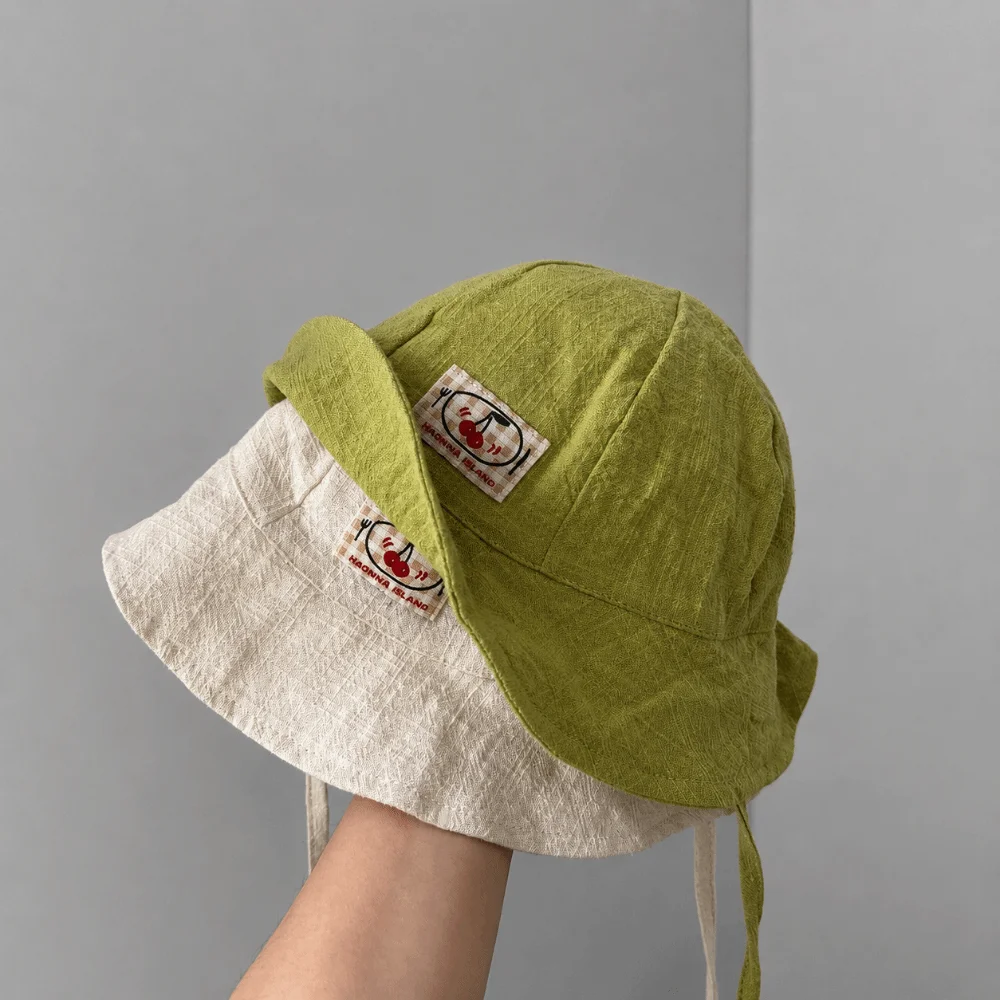 Sombrero de sol bebé tipo bucket en algodón y lino, ala ancha - imagen 2