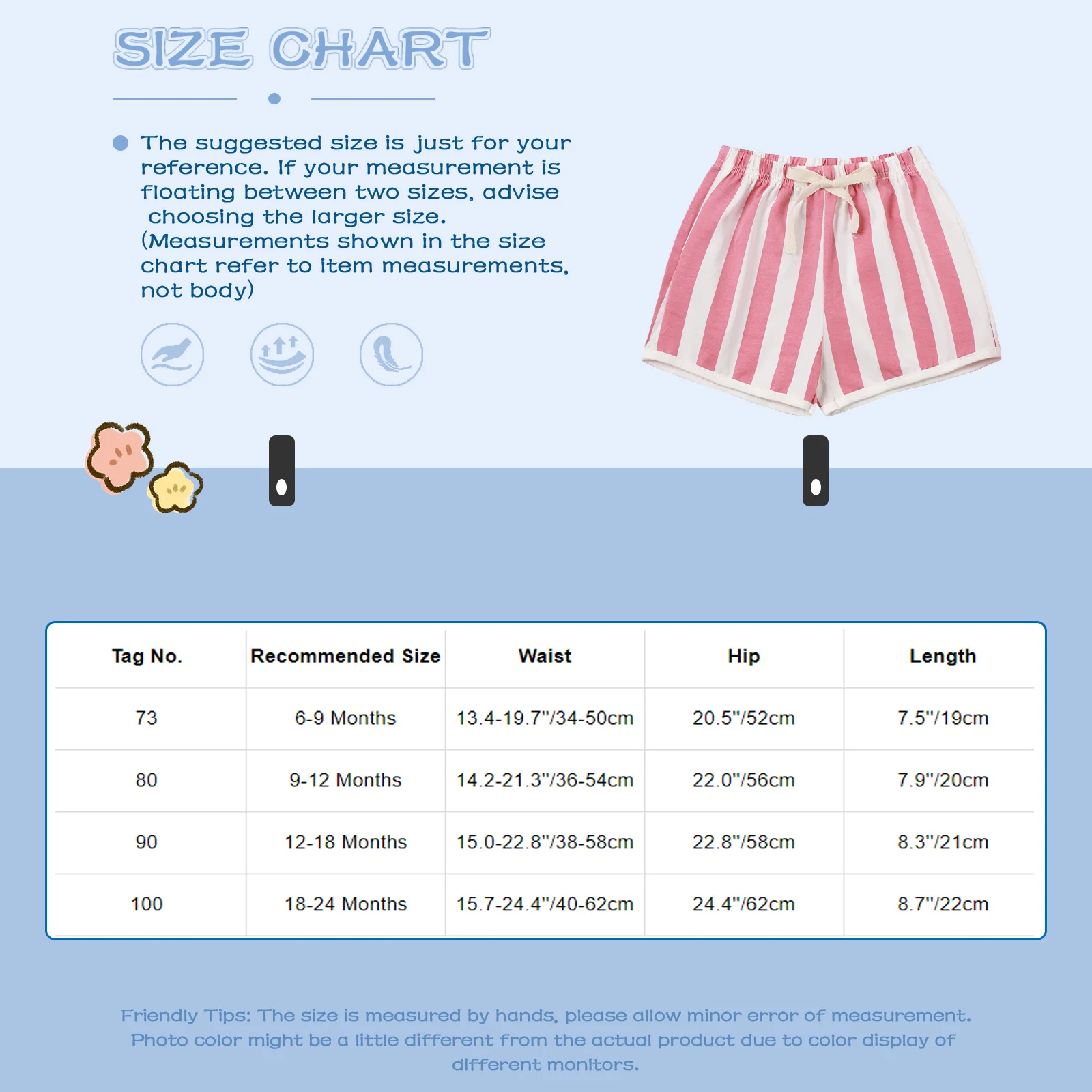 Pantalones cortos bebé algodón a rayas caramelo con cintura elástica - imagen 5