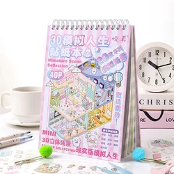 Libro de pegatinas 3D para niños escena de dibujos Ren