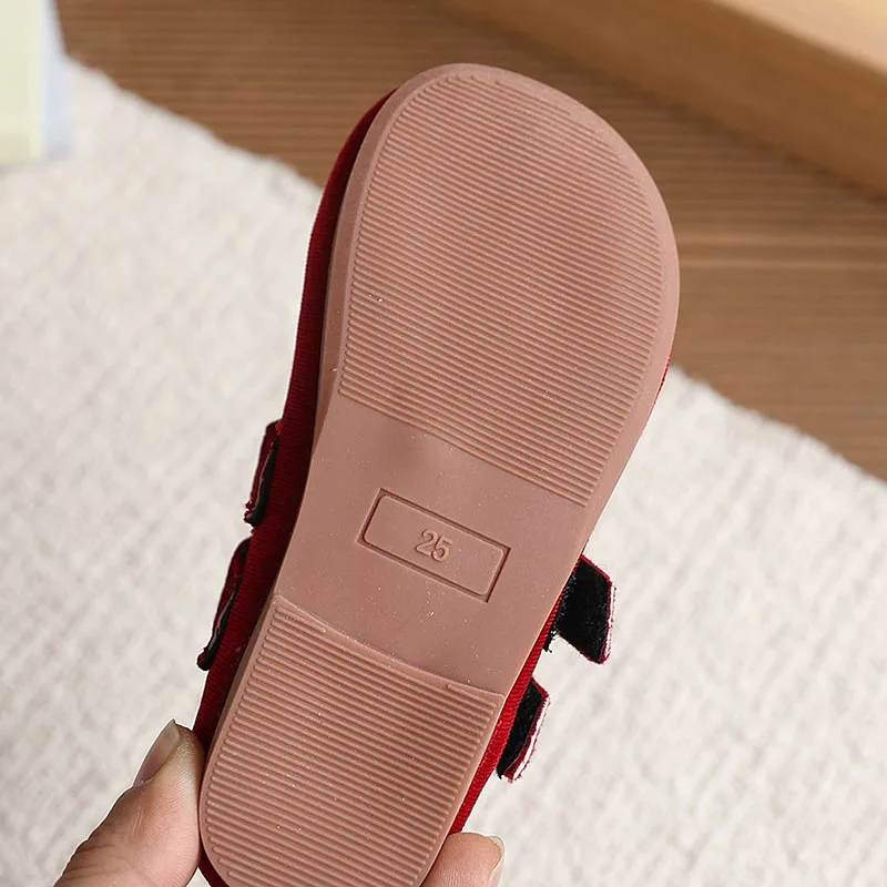 Zapatos planos de terciopelo nude para niñas de primavera, suela suave - imagen 5