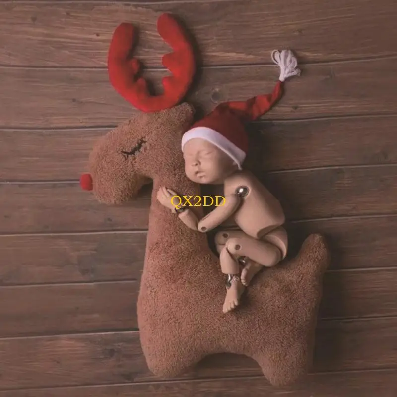 QX2D Accesorio fotografía para recién nacidos peluche reno - imagen 4