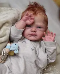 Muñeca reborn NPK August Awake sin pintar, cuerpo de tela
