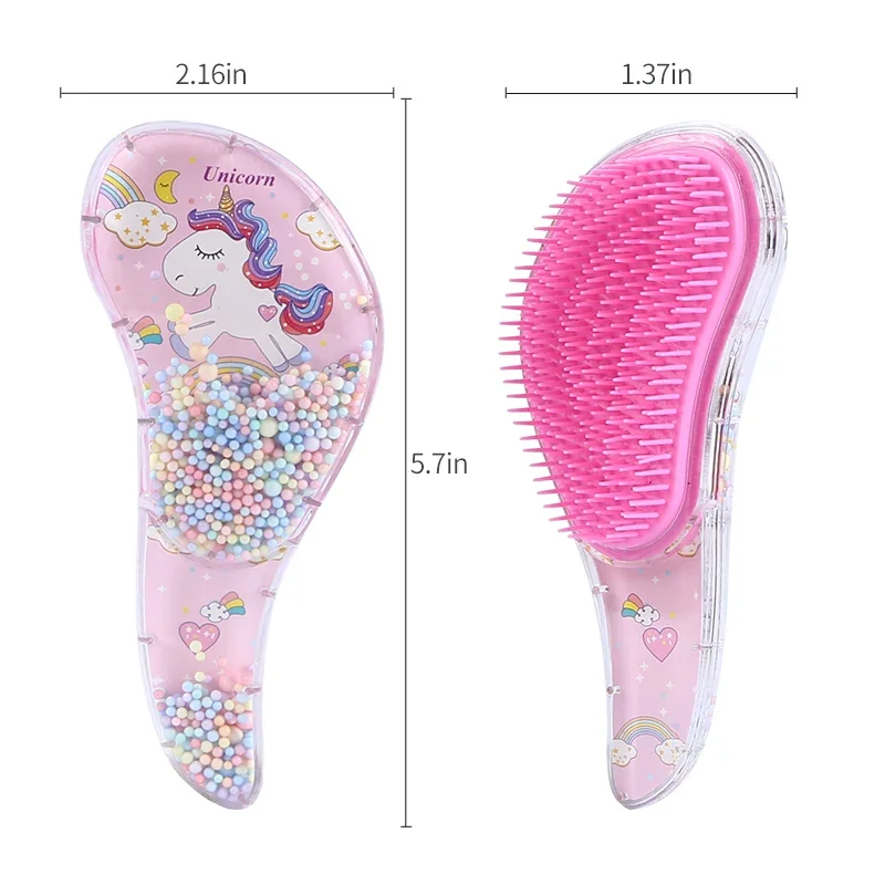 Peine infantil unicornio transparente con masajeador para niñas - imagen 4