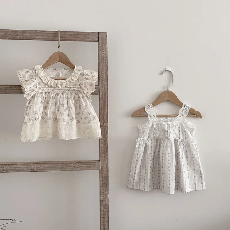 MILANCEL Vestido de verano para bebé con encaje y lazo floral - imagen 3