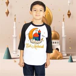Camiseta infantil Eid Mubarak con estampado de luna para niños