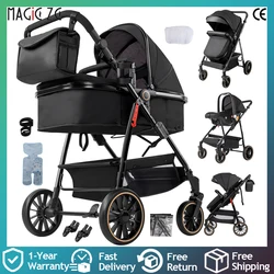Cochecito de bebé con silla de coche y arnés de seguridad completo