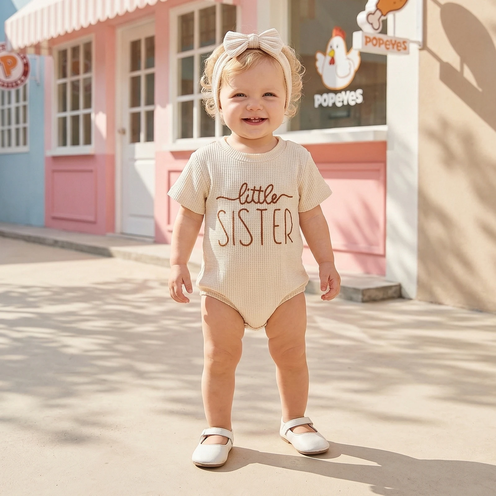 Conjunto recién nacida niña verano mono manga corta cuello redondo