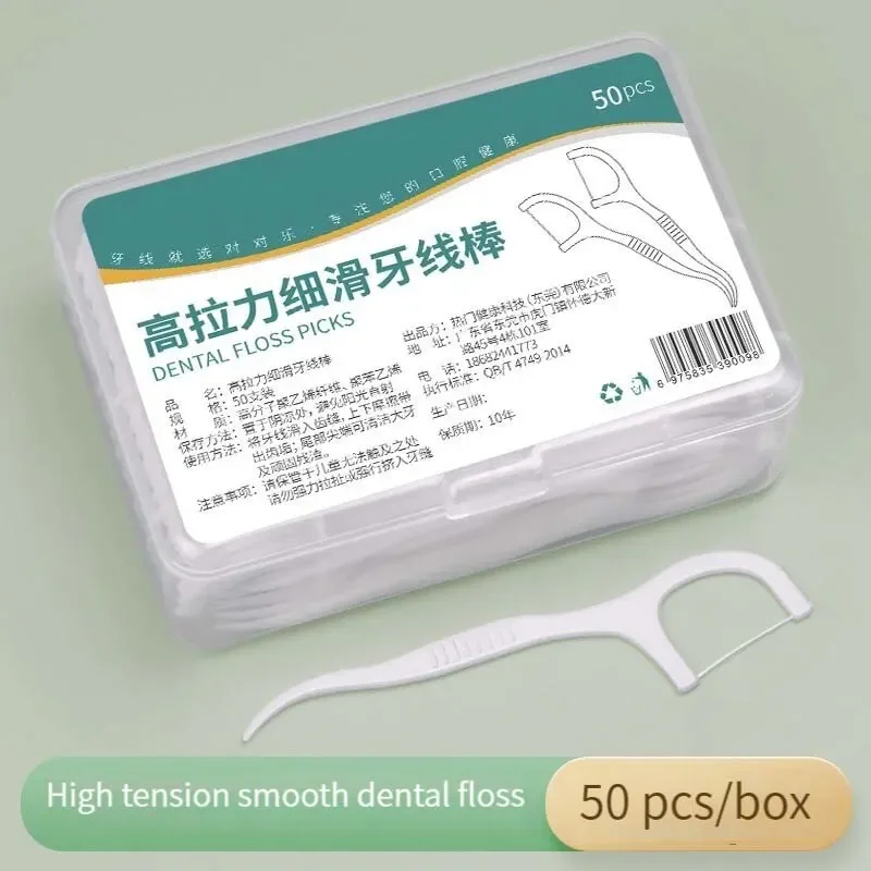 Palillos dentales desechables de plástico con hilo dental portátil - imagen 4