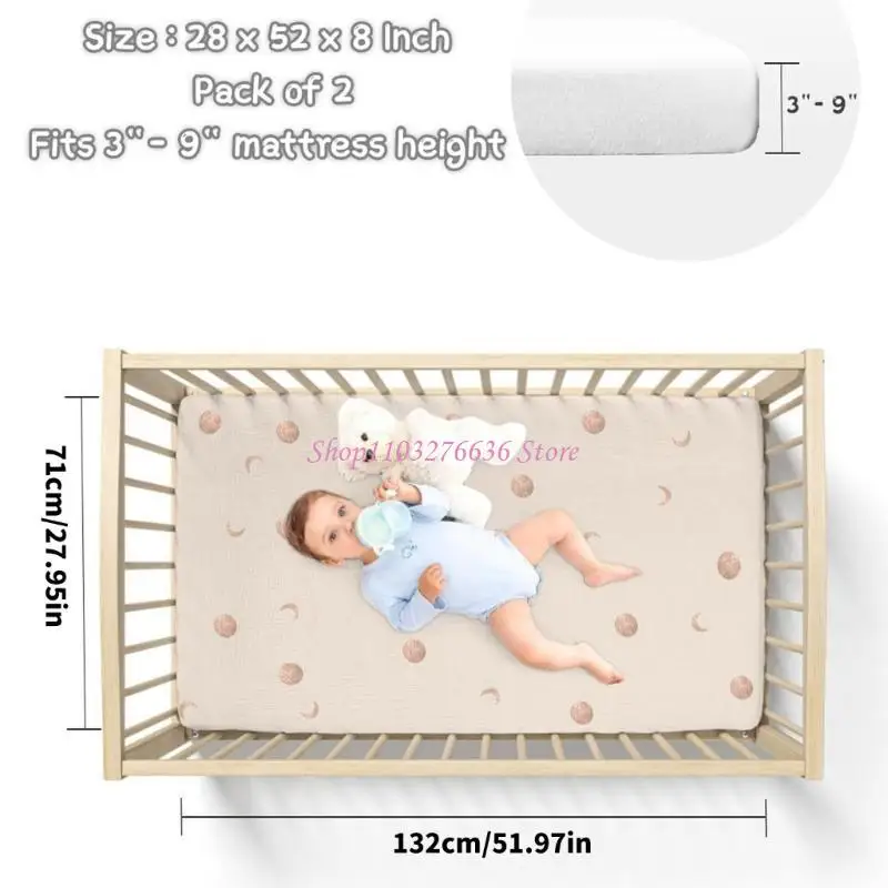 Sábana ajustable para cuna de bebé con tejido suave extraíble - imagen 2