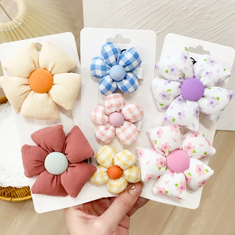 Pinzas para el cabello con estampado de flores para niñas - imagen 3