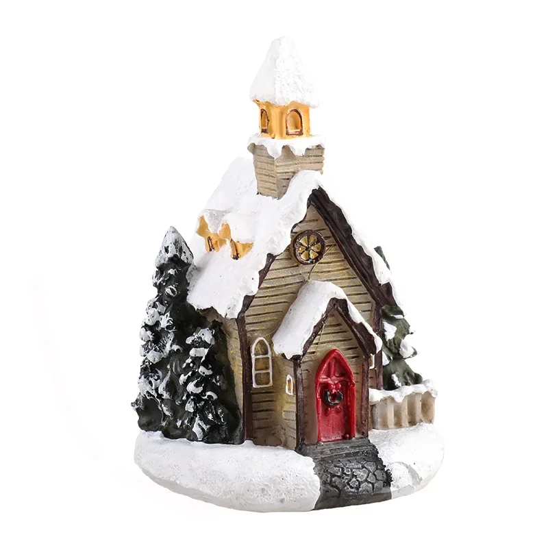 Mini casa de resina estilo pueblo navideño para decoración del hogar - imagen 5