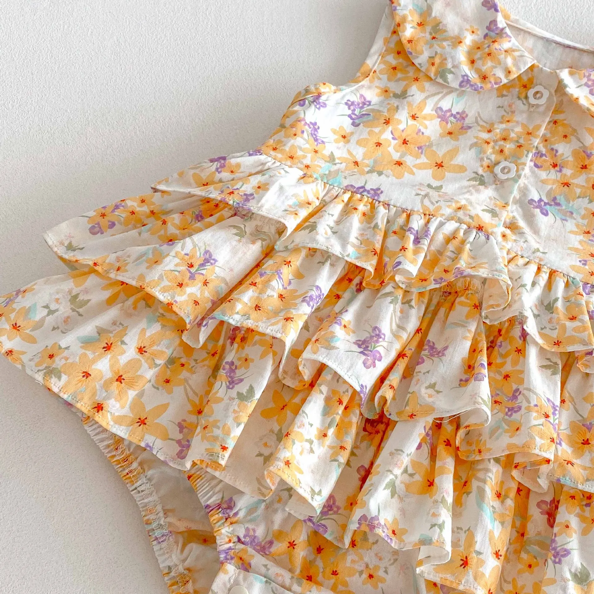 MILANCEL Mono bebé de verano floral con cuello Peter Pan - imagen 3
