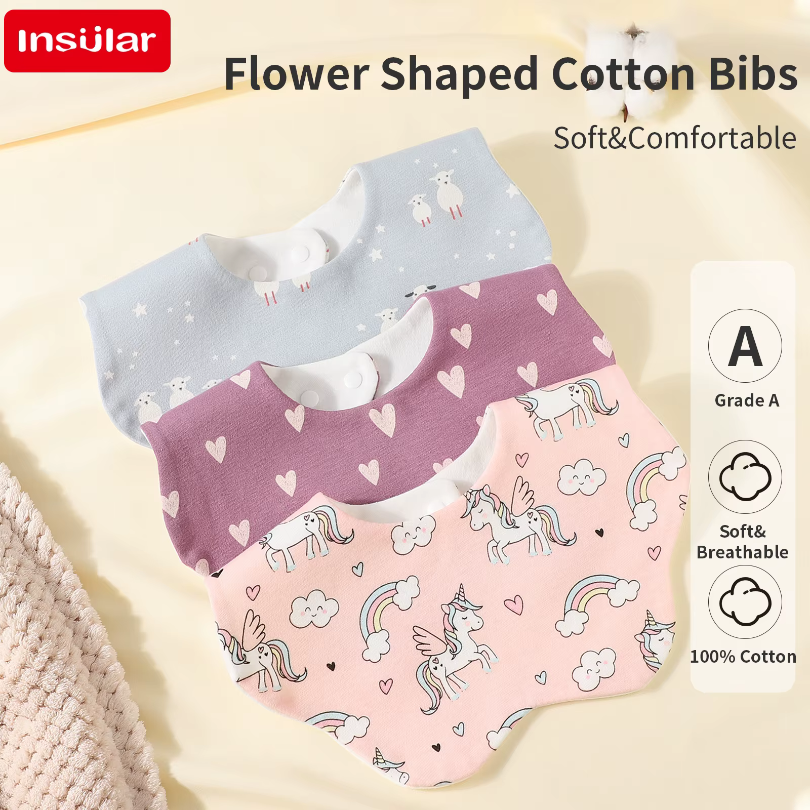 Babero de algodón para bebé recién nacido – Absorbente para eructos - imagen 3