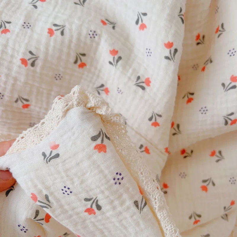 Manta de muselina para bebé floral primavera y verano en cuna - imagen 2