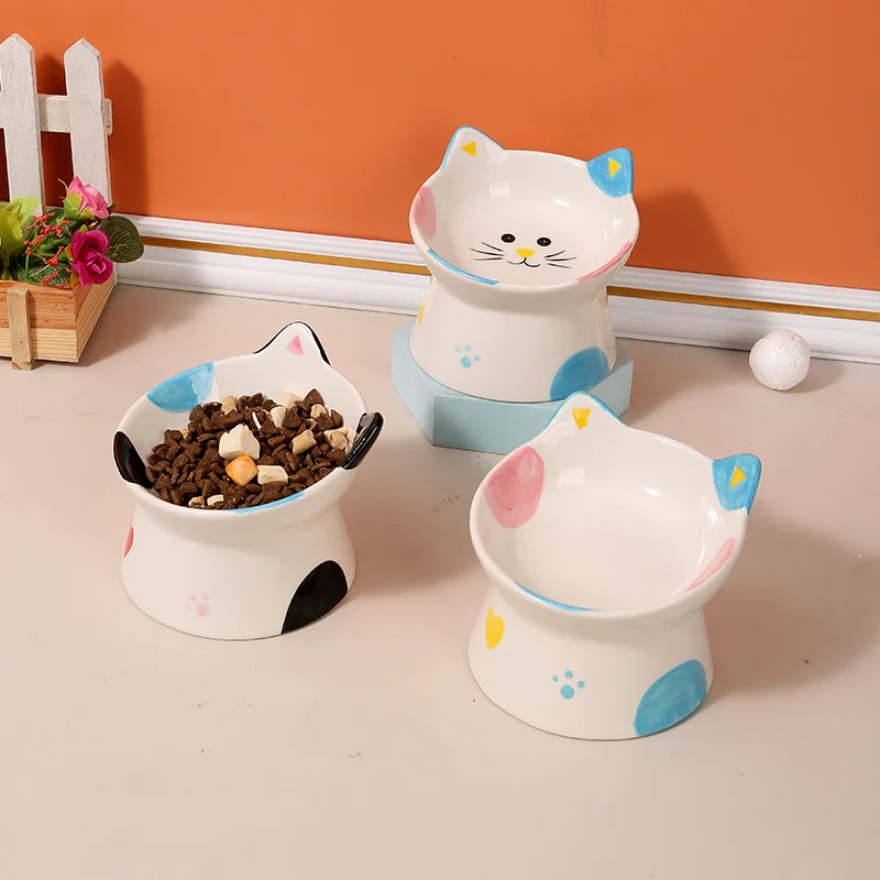 Plato elevado para gatos de cerámica con base baja anti bigotes - imagen 3