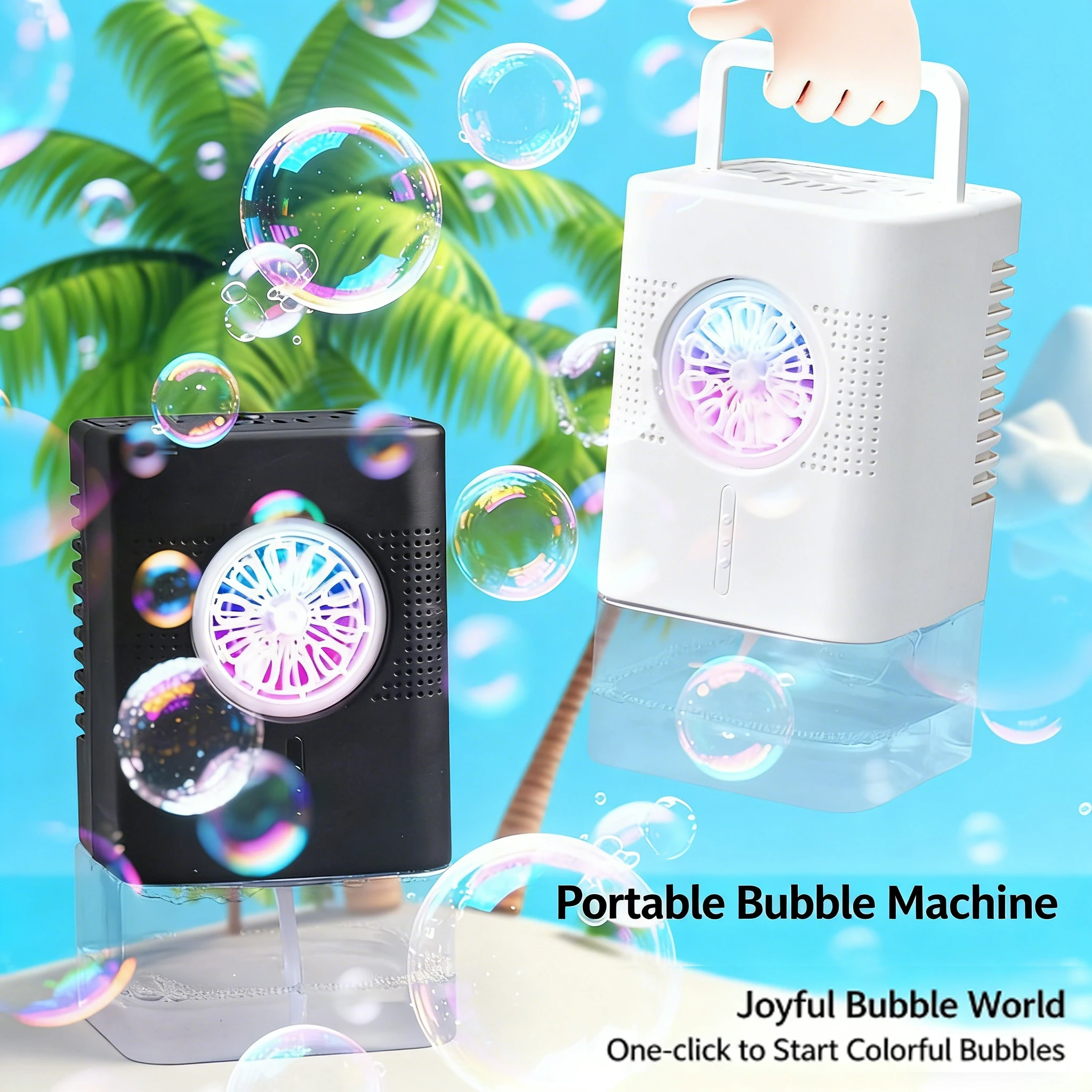 Máquina de burbujas portátil eléctrica con luz para fiestas infantiles - imagen 4
