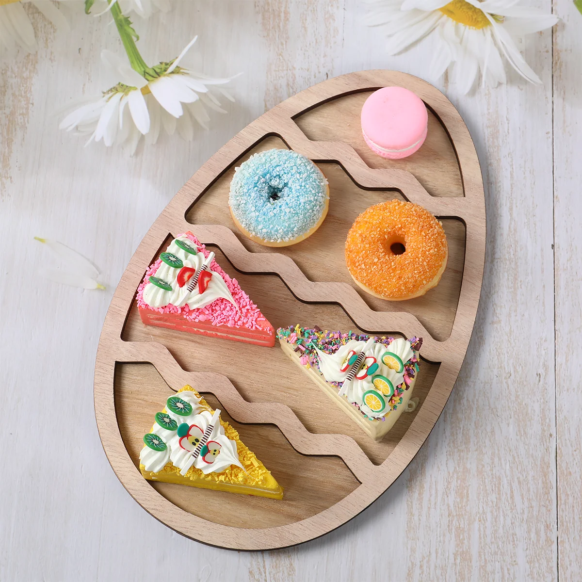 Bandeja de madera para servir conejitos de Pascua y frutas - imagen 5