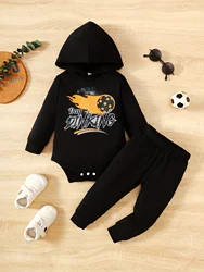 Conjunto de bebé con capucha negra estampado baloncesto